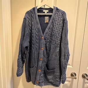 Coldwater Creek Indigo Knit Sweater with Button Accent